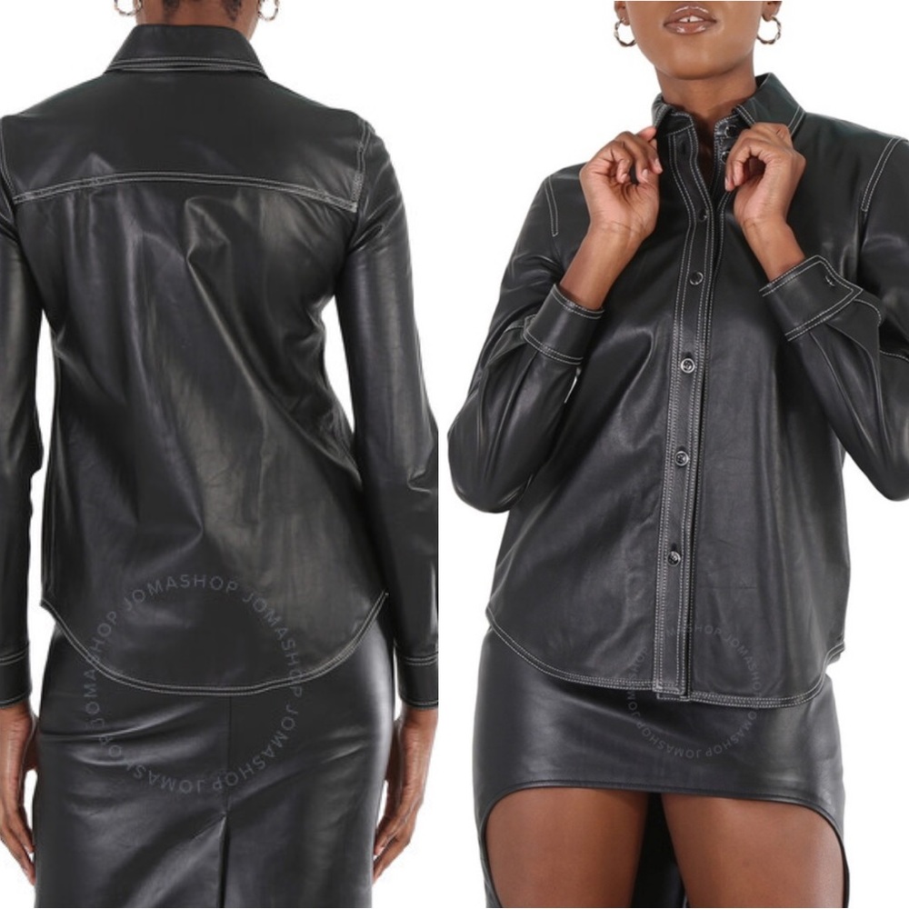 Burberry Leather Button Down Shirt